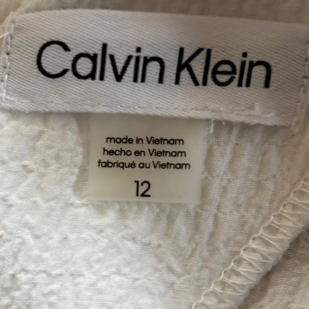 Calvin Klein new, white ruffled midi-length sundress, Size 12 - Picture 5 of 6